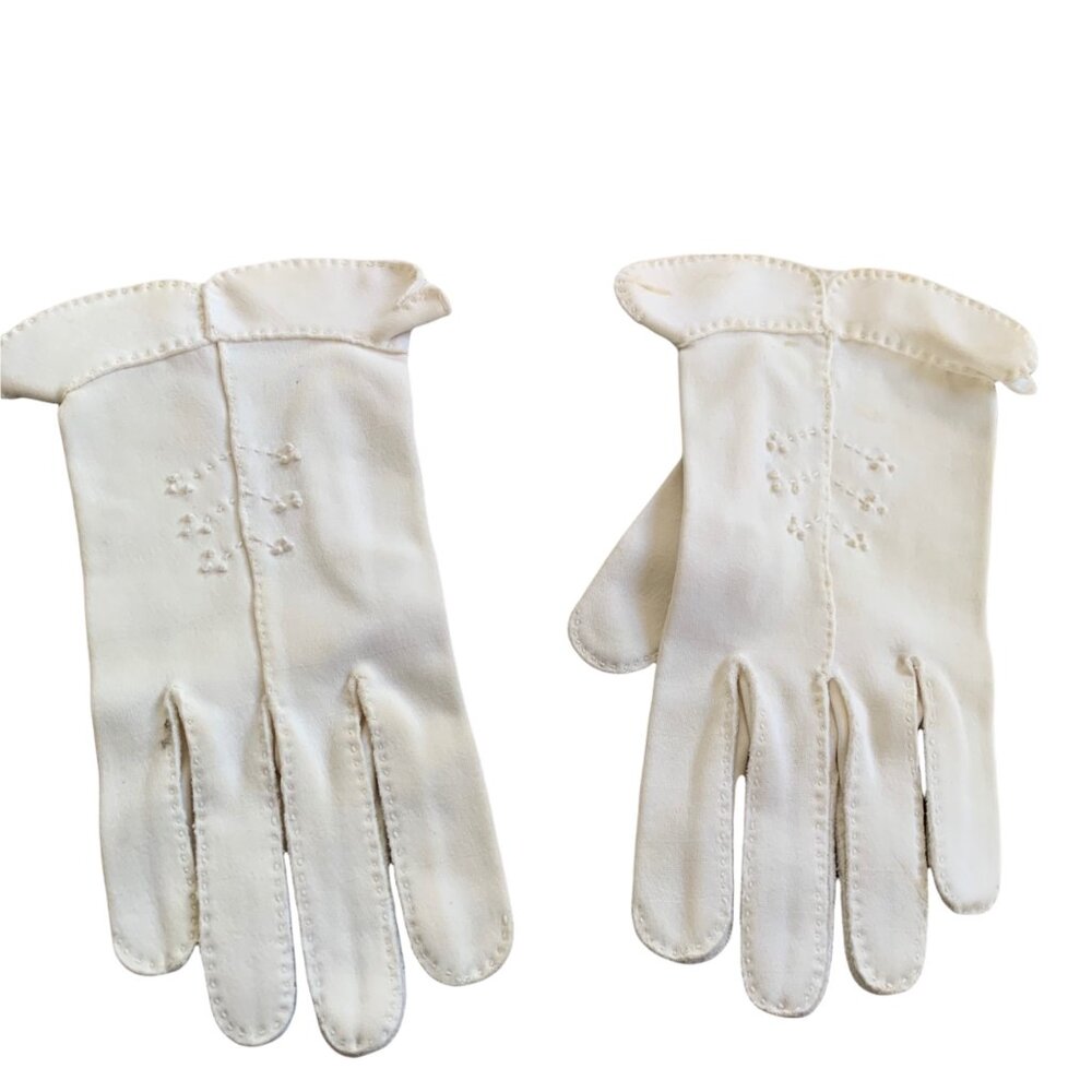 Vintage Girls Delicate Church Communion Purity Dainty Pointelle Gloves